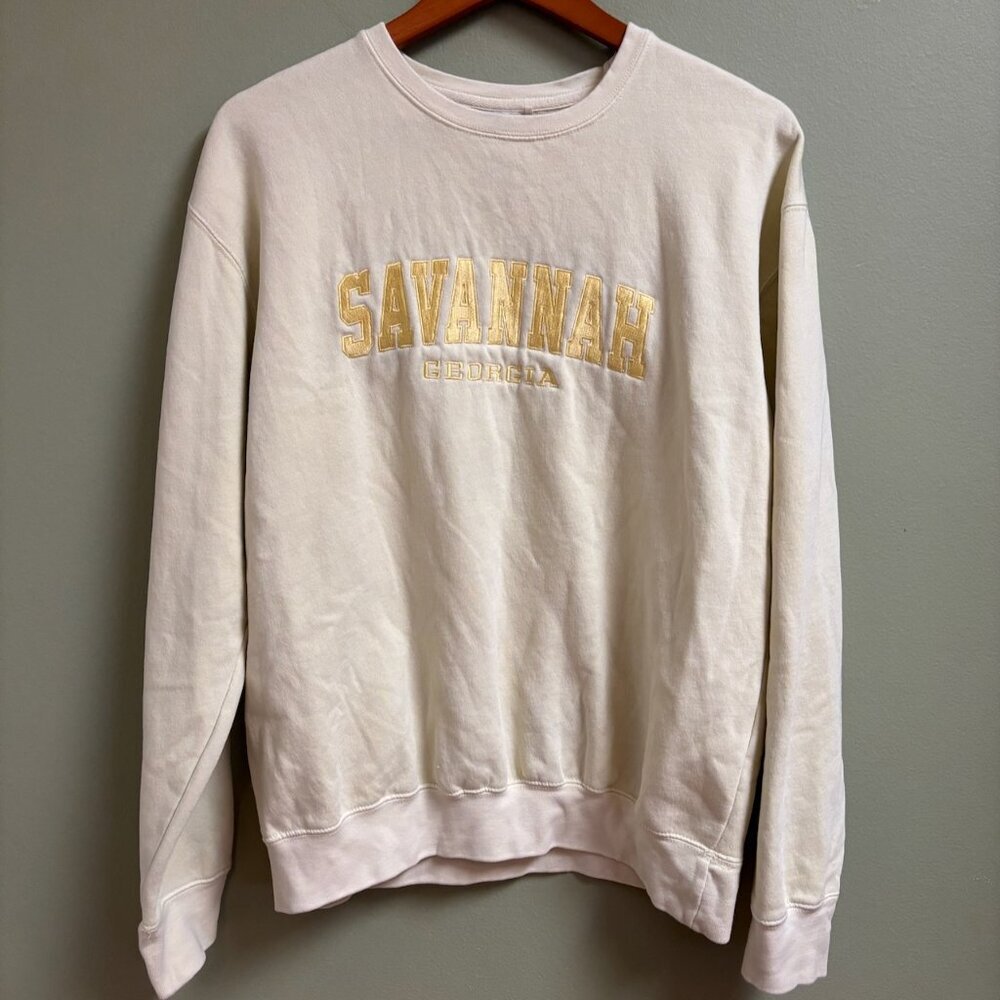 Vintage Collection Womens Savannah Georgia Sweatshirt‎ Size S Gold Embroidered